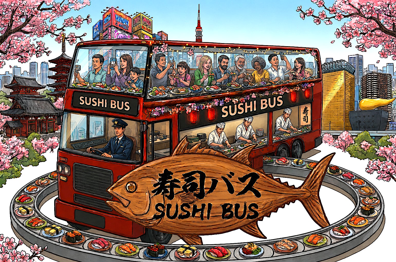 世界初🚌SUSHI BUS爆誕！体験必食の激ウマ寿司🍣