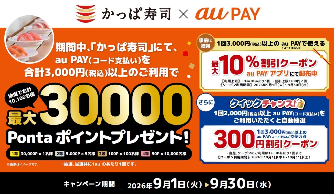かっぱ寿司が激アツ!auPAYで2100円割引&Ponta祭